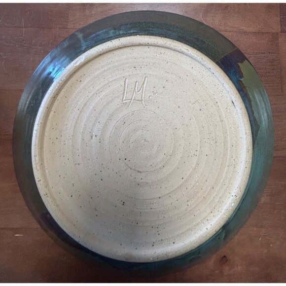 Handmade Artist Signed Ceramic Centerpiece Bowl Earthy Glaze possible flaw PICS - Picture 12 of 12